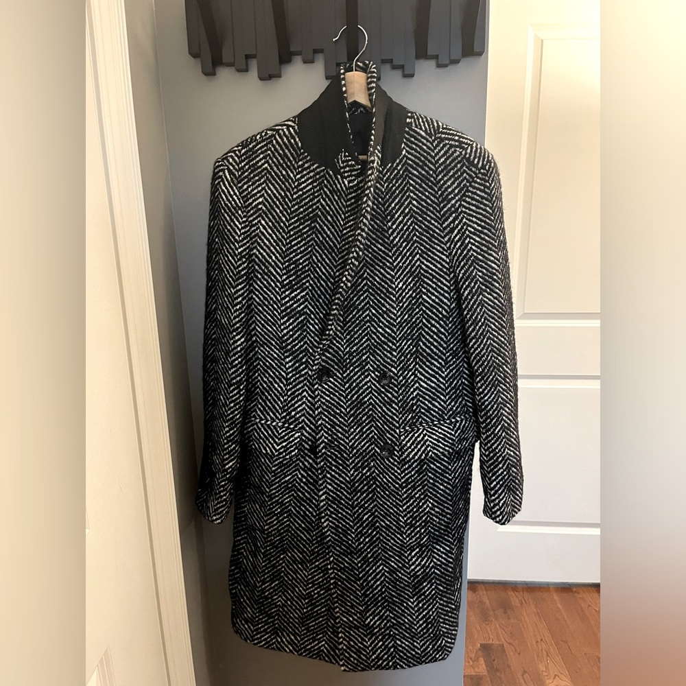 Zara Black and White Double Breast Coat